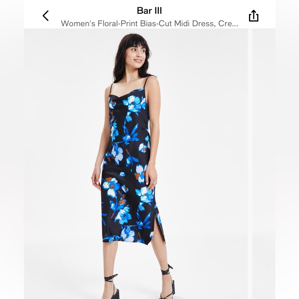 Bar III Floral Bias-Cut Midi Dress